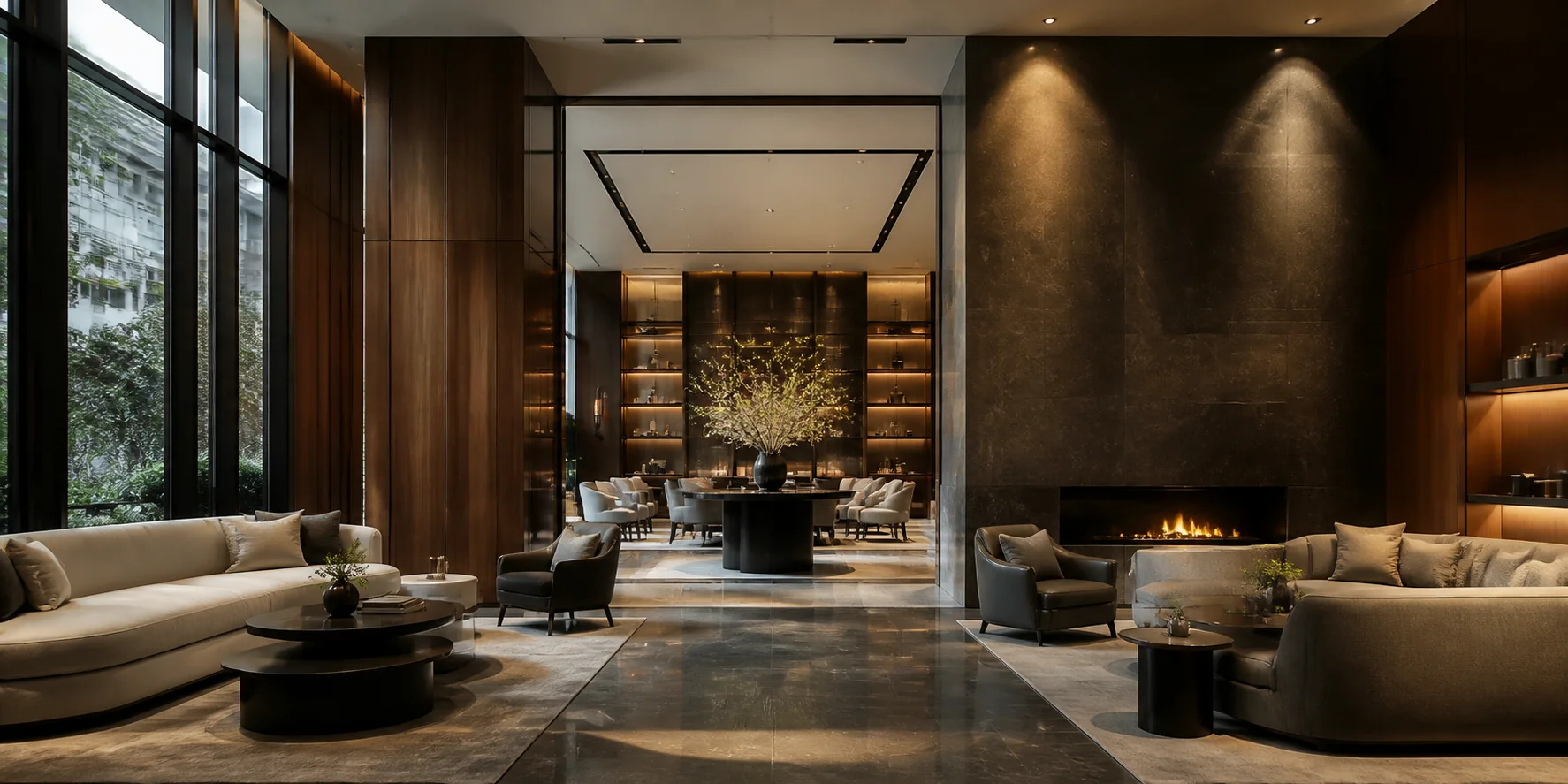 High-end hospitality lobby environment